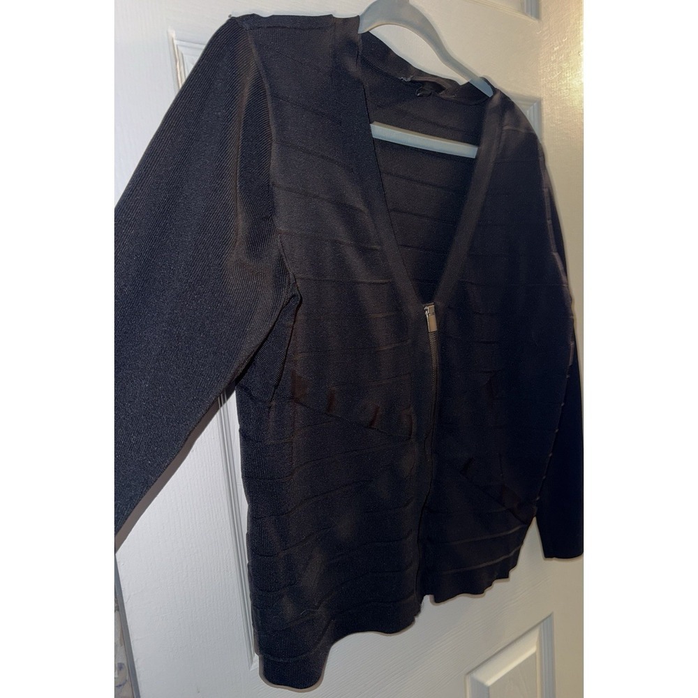 Lane Bryant 18/20 Black Zip Front Cardigan  Long Sleeve Stretch Knit Jacket 251